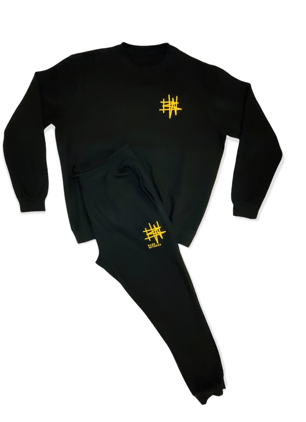 BARE WITNESS BLACK AND GOLD SWEAT SUIT